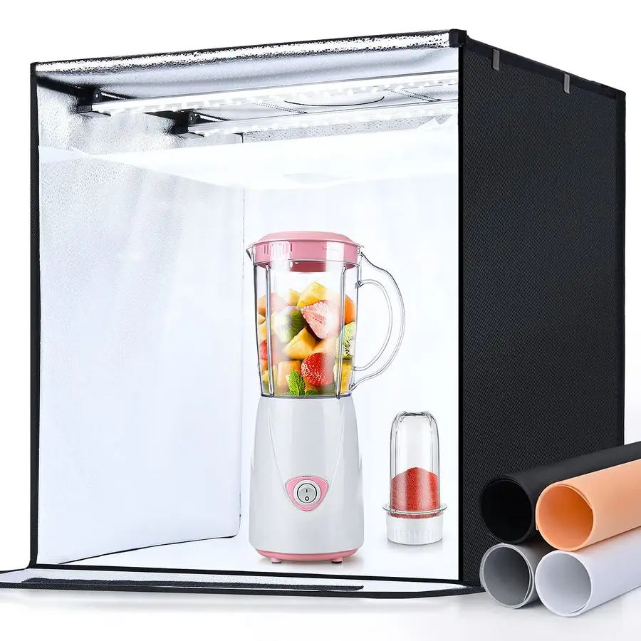 Photo Light Box, 20x20x20 inch Portable Lighting Tent Kit Brightness Adjustable Studio Photography Booth with 98 Large LED Light
Photo Light Box, 20x20x20 inch Portable Lighting Tent Kit Brightness Adjustable Studio Photography Booth with 98 Large LED Light