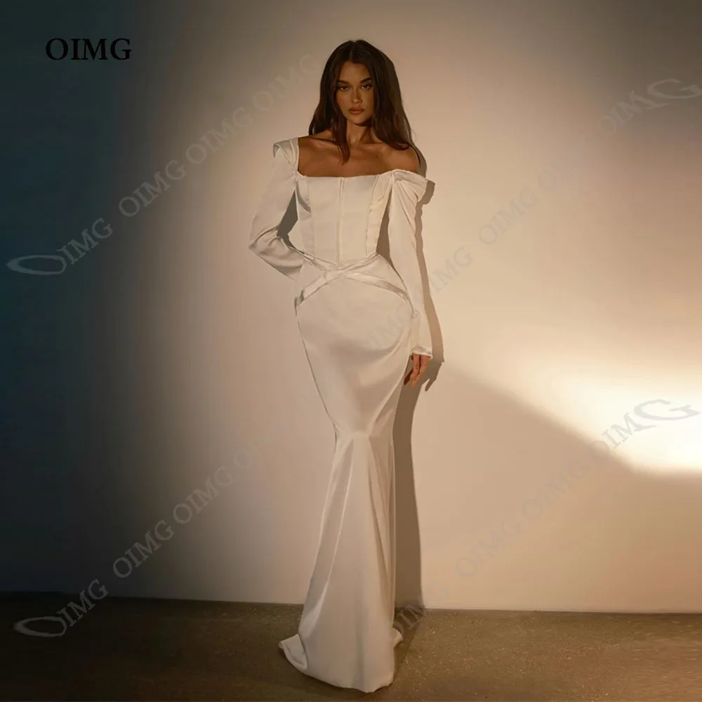 OIMG Stain Wedding Dress For Women Simple Sqare Collar Elegant Mermaid Long Sleeve Bridal Gown Floor Length Vestido De Novia
OIMG Stain Wedding Dress For Women Simple Sqare Collar Elegant Mermaid Long Sleeve Bridal Gown Floor Length Vestido De Novia