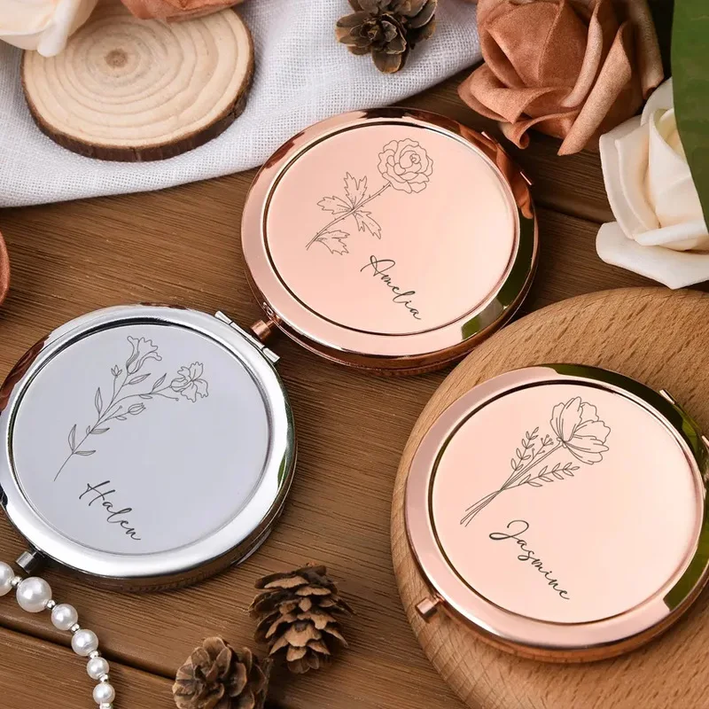 Custom Double Sided Folding Makeup Mirror Portable Pocket Vanity Mirror for Bridesmaid Bridal Wedding Gift
Custom Double Sided Folding Makeup Mirror Portable Pocket Vanity Mirror for Bridesmaid Bridal Wedding Gift