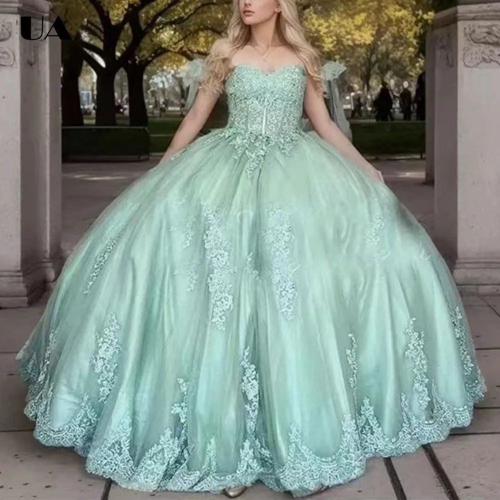 Customized Off-the-shoulder Appliqued Ball Gowm, Exquisite Solid Lace-up Quinceanera Dress, Princess Style Mesh Sweet 15 Dress
Customized Off-the-shoulder Appliqued Ball Gowm, Exquisite Solid Lace-up Quinceanera Dress, Princess Style Mesh Sweet 15 Dress