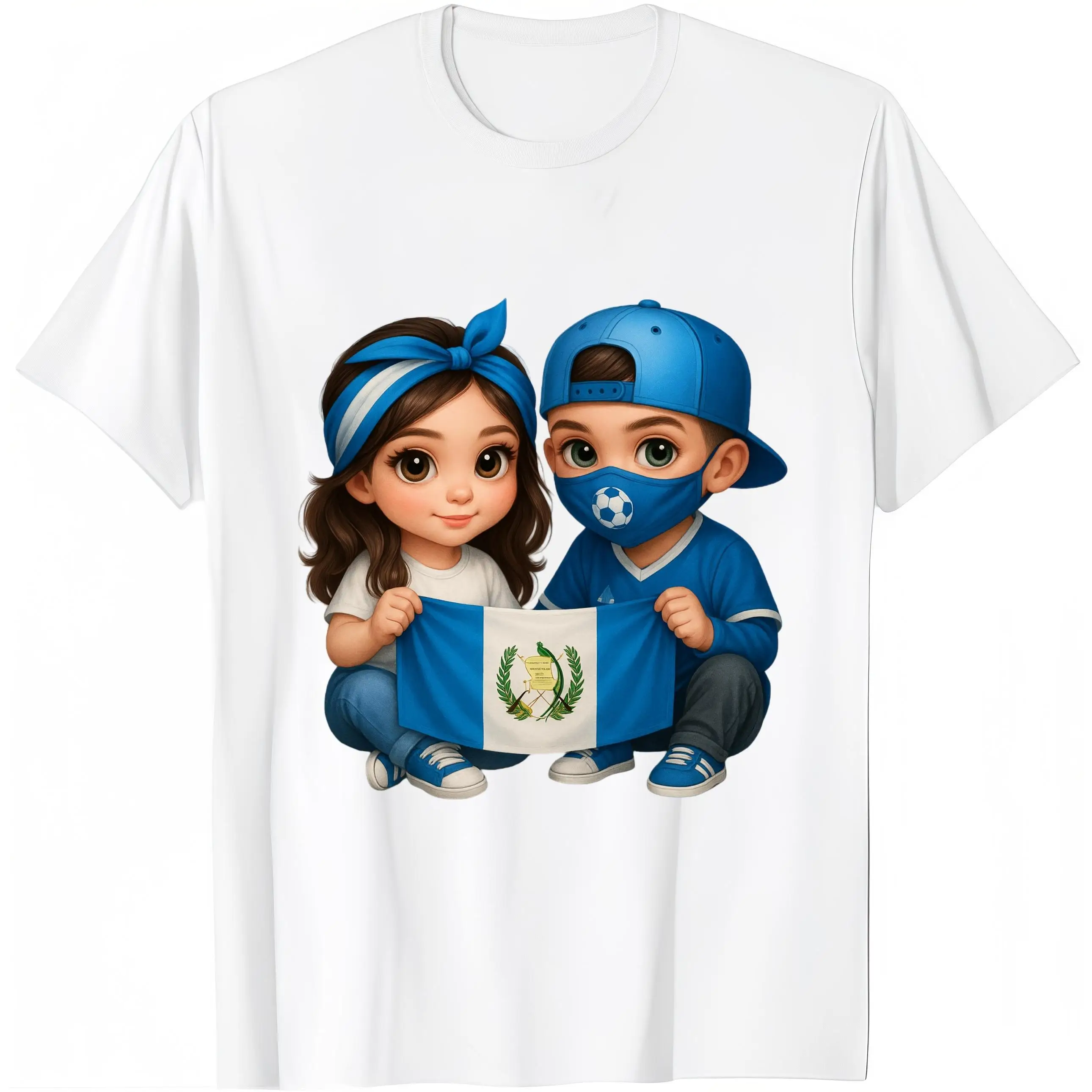 Guatemala Flag Football T-Shirt - Patriotic Cartoon Kids Graphic Tee, Guatemalan Fan Casual Top, Unique World Cup Support Gift
Guatemala Flag Football T-Shirt - Patriotic Cartoon Kids Graphic Tee, Guatemalan Fan Casual Top, Unique World Cup Support Gift