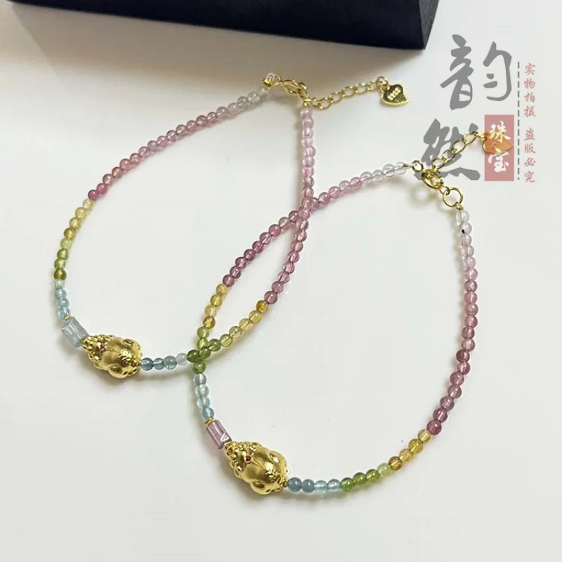 Natural Clavicle Bracelet Gradient Color Tourmaline Girls With 925 Silver Brave Troops Jewelry
Natural Clavicle Bracelet Gradient Color Tourmaline Girls With 925 Silver Brave Troops Jewelry