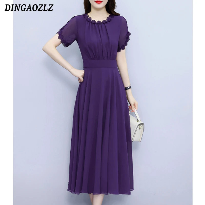 Elegant Fashion Lace Chiffon Dress 2025 Short Sleeve Long Dress Slim A-Line Casual Women Midi Dresses Vestidos
Elegant Fashion Lace Chiffon Dress 2025 Short Sleeve Long Dress Slim A-Line Casual Women Midi Dresses Vestidos