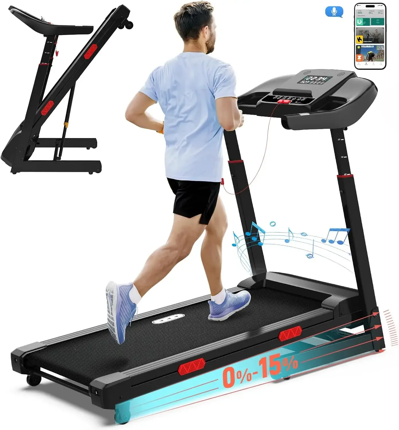 Auto Incline Treadmill with 400 lbs Capacity - Foldable Running Machine for Home with APP, Voice Control and Speaker - 8.7 MPH
Auto Incline Treadmill with 400 lbs Capacity - Foldable Running Machine for Home with APP, Voice Control and Speaker - 8.7 MPH