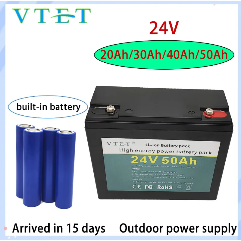 VTET 2025 new 24V 20Ah-50Ah lithium iron phosphate battery, long lifespan, suitable for outdoor and home storage, reusable
VTET 2025 new 24V 20Ah-50Ah lithium iron phosphate battery, long lifespan, suitable for outdoor and home storage, reusable