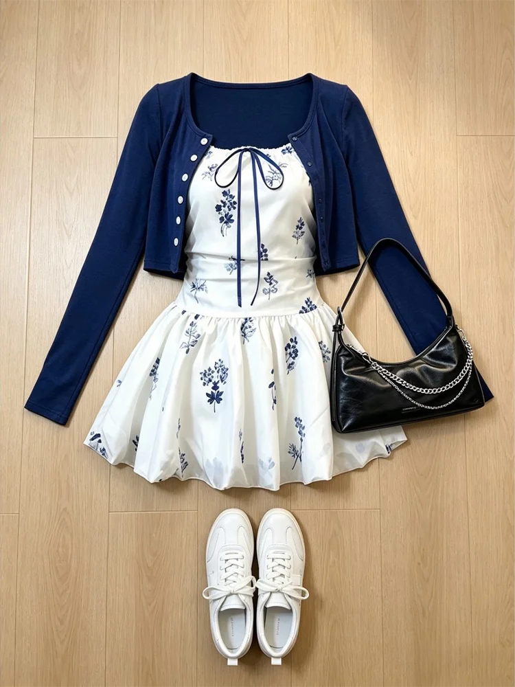 Summer Floral Print Crop Top And Knitted Cardigan Set Women's Fashion Casual Wear Polyester Fiber round Neck Long Sleeve
Summer Floral Print Crop Top And Knitted Cardigan Set Women's Fashion Casual Wear Polyester Fiber round Neck Long Sleeve