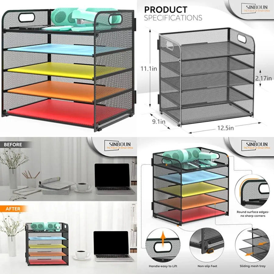 Letter Tray Paper Organizer 5-Tier Desk Organizer File Organizer Paper Holder with Handle, Metal Desktop Document Shelf Tray Of
Letter Tray Paper Organizer 5-Tier Desk Organizer File Organizer Paper Holder with Handle, Metal Desktop Document Shelf Tray Of