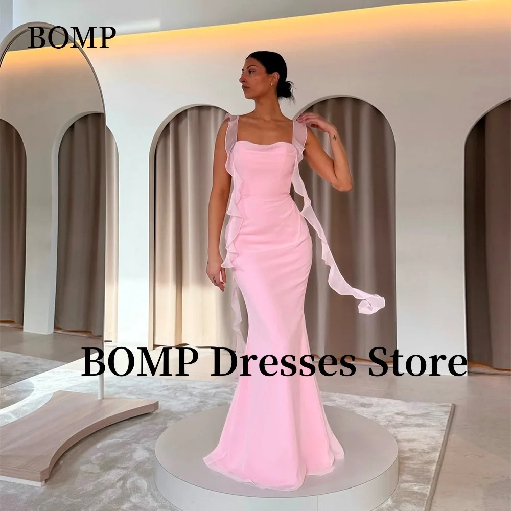 BOMP Candy Pink Mermaid Evening Dresses Ribbon Spaghetti Strap Formal Party Gown Customized Elegant Vestidos de noche
BOMP Candy Pink Mermaid Evening Dresses Ribbon Spaghetti Strap Formal Party Gown Customized Elegant Vestidos de noche