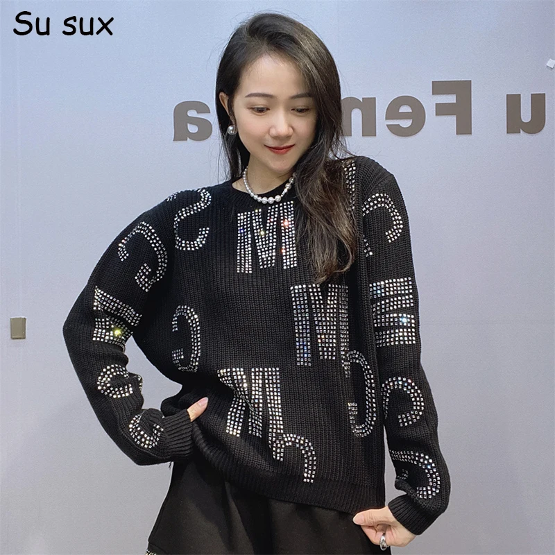 Sequins O Neck Pullover Knitted Sweater Women Y2k Tops Clothes 2024 Atumn Winter Oversized Short Knitshirt Vestidos Bust145cm
Sequins O Neck Pullover Knitted Sweater Women Y2k Tops Clothes 2024 Atumn Winter Oversized Short Knitshirt Vestidos Bust145cm