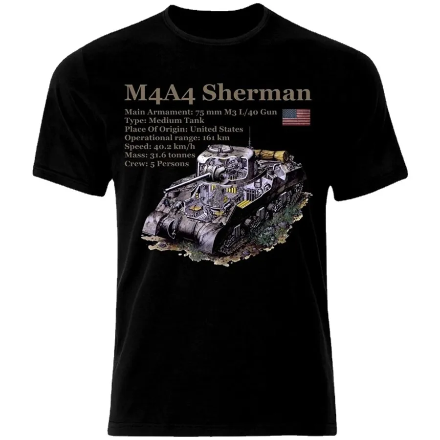 American M4A4 Sherman Tank T-Shirt The Second World War Panzer Armure Cotton O-Neck Short Sleeve Men's T Shirt New Size S-3XL
American M4A4 Sherman Tank T-Shirt The Second World War Panzer Armure Cotton O-Neck Short Sleeve Men's T Shirt New Size S-3XL