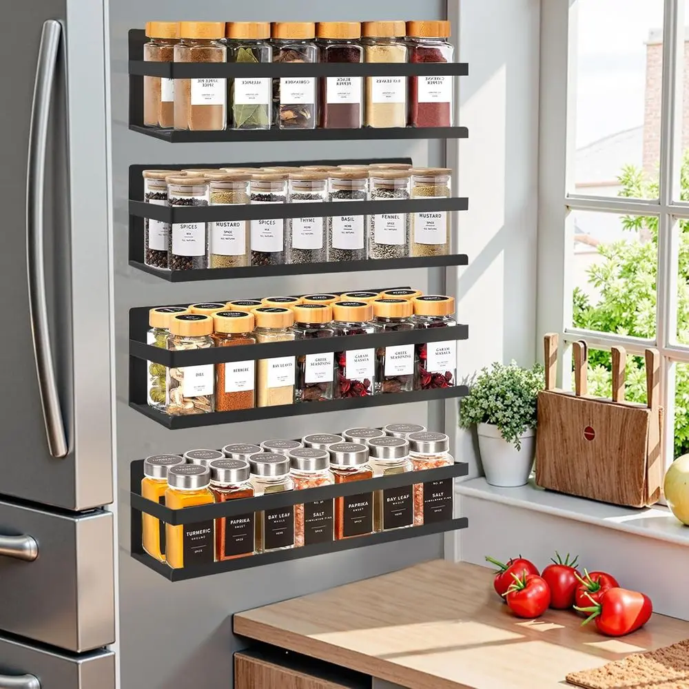 Magnetic Spice Rack or Refrigerator, 4 pack Magnetic Shelf or Ridge Space Saving Seasoning Organizer for Any Metal Surface, No D
Magnetic Spice Rack or Refrigerator, 4 pack Magnetic Shelf or Ridge Space Saving Seasoning Organizer for Any Metal Surface, No D