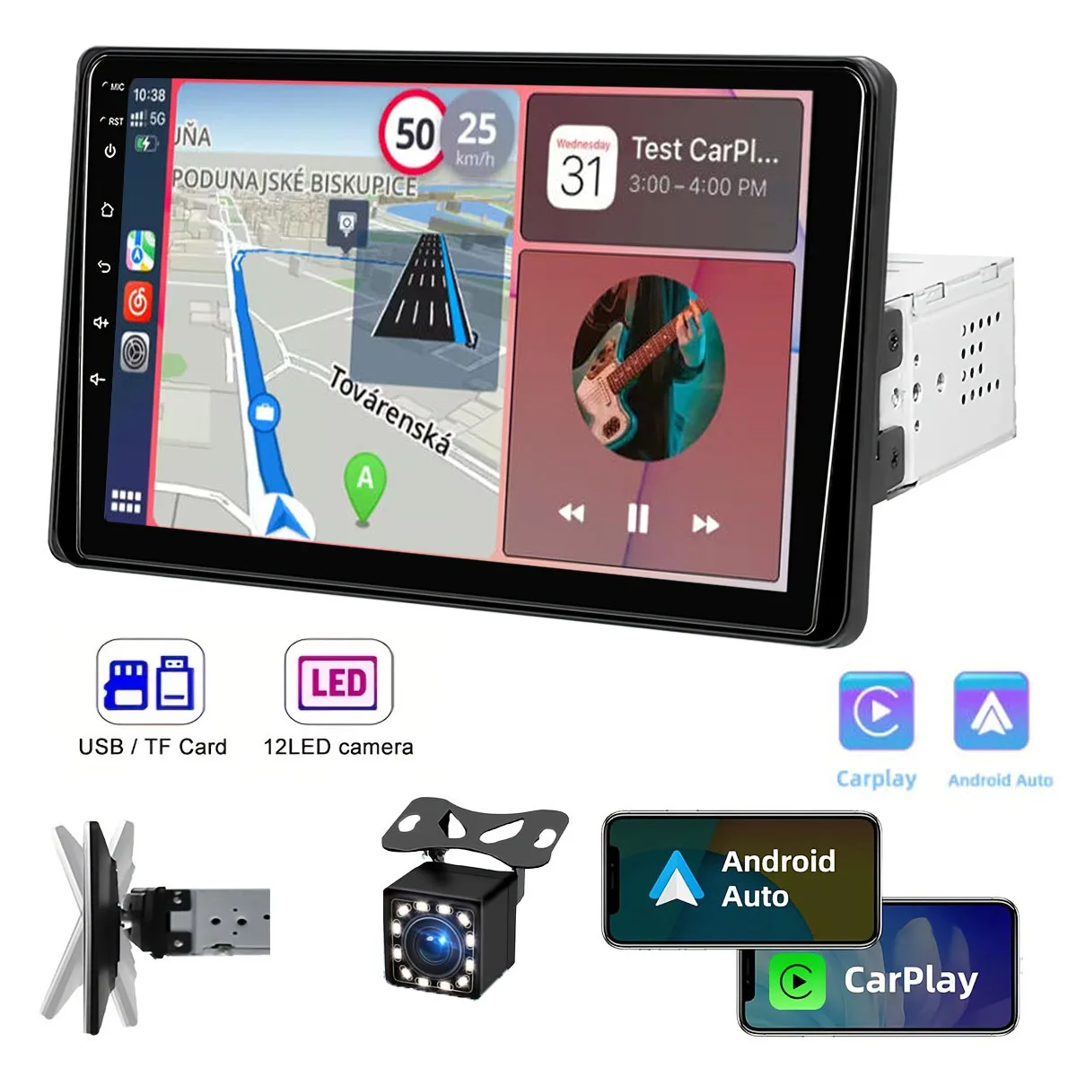 9-дюймовая автомобильная магнитола Single Din с Apple CarPlay и Android Auto, сенсорный экран, Bluetooth, автомобильная аудиосистема
9-дюймовая автомобильная магнитола Single Din с Apple CarPlay и Android Auto, сенсорный экран, Bluetooth, автомобильная аудиосистема