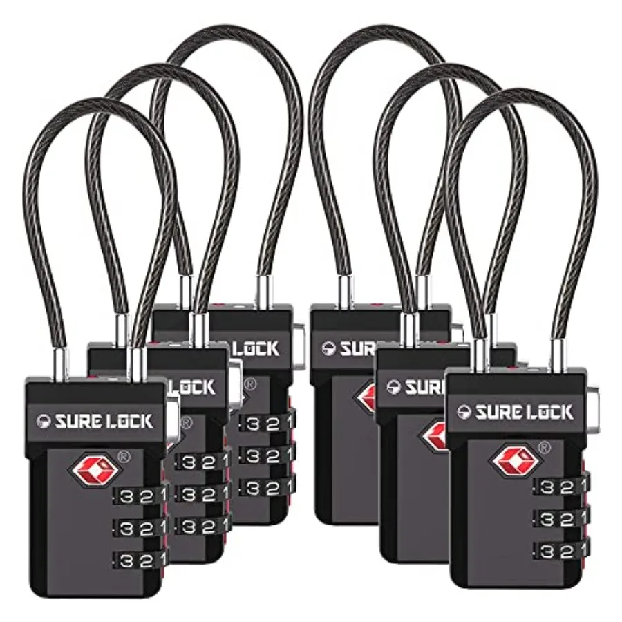 TSA Appd Lage Locks with Open Alert Indicator, 3 Digit Combination Cable Travel Lock for Suitcase, Backpack, Gym Locker, Toolbo
TSA Appd Lage Locks with Open Alert Indicator, 3 Digit Combination Cable Travel Lock for Suitcase, Backpack, Gym Locker, Toolbo