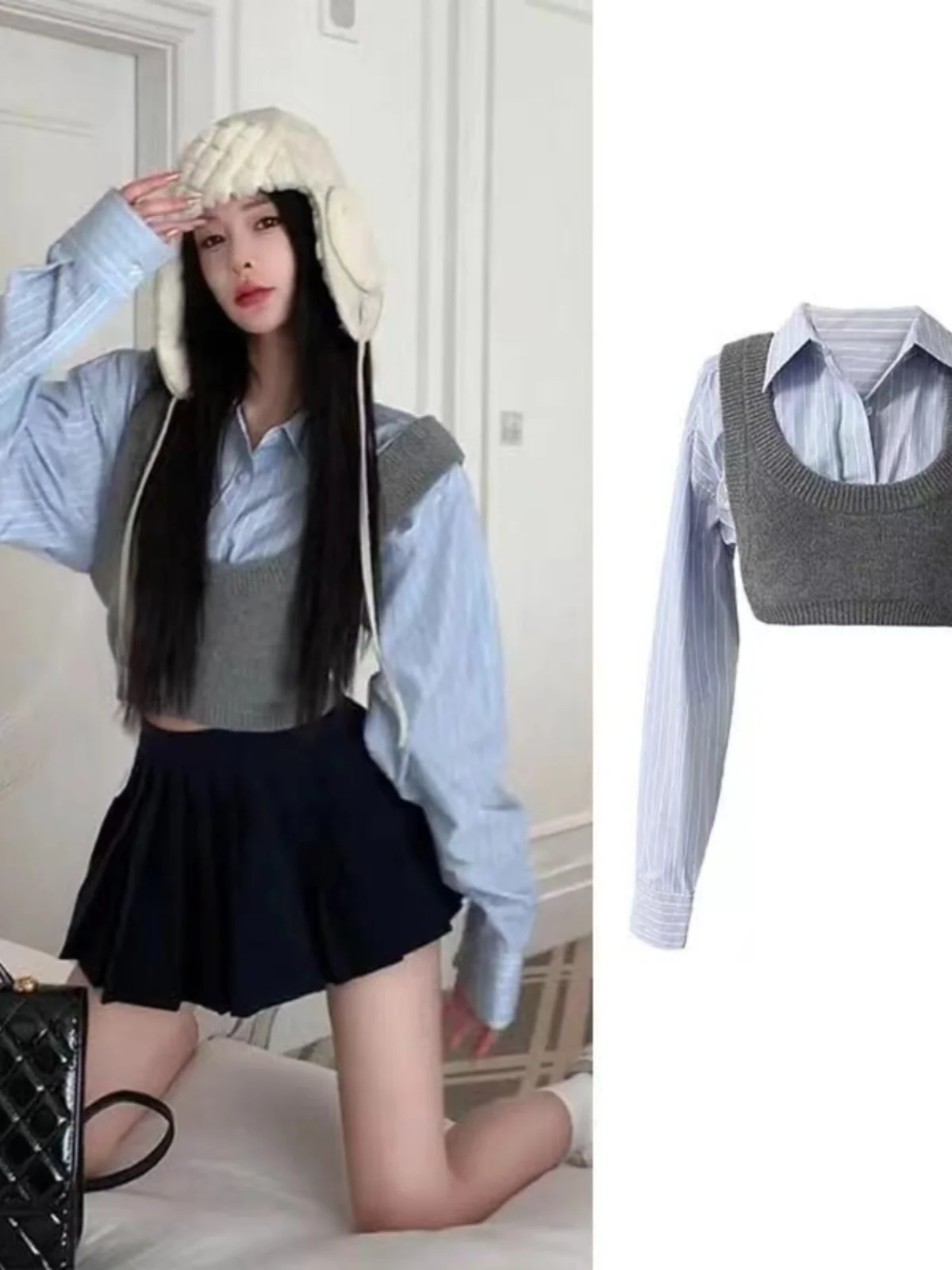 Новый осенний комплект: вязаный жилет и юбка с высокой талией для женщин, модный образ в стиле колледж
Новый осенний комплект: вязаный жилет и юбка с высокой талией для женщин, модный образ в стиле колледж