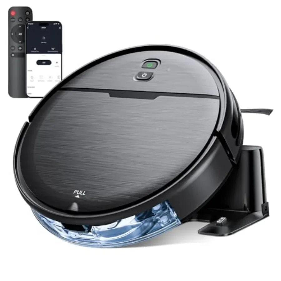 Robot Vacuum and Mop Combo for hard floors and low-pile carpets, 2300Pa suction, plastic body, black-gray, quiet operation with
Robot Vacuum and Mop Combo for hard floors and low-pile carpets, 2300Pa suction, plastic body, black-gray, quiet operation with