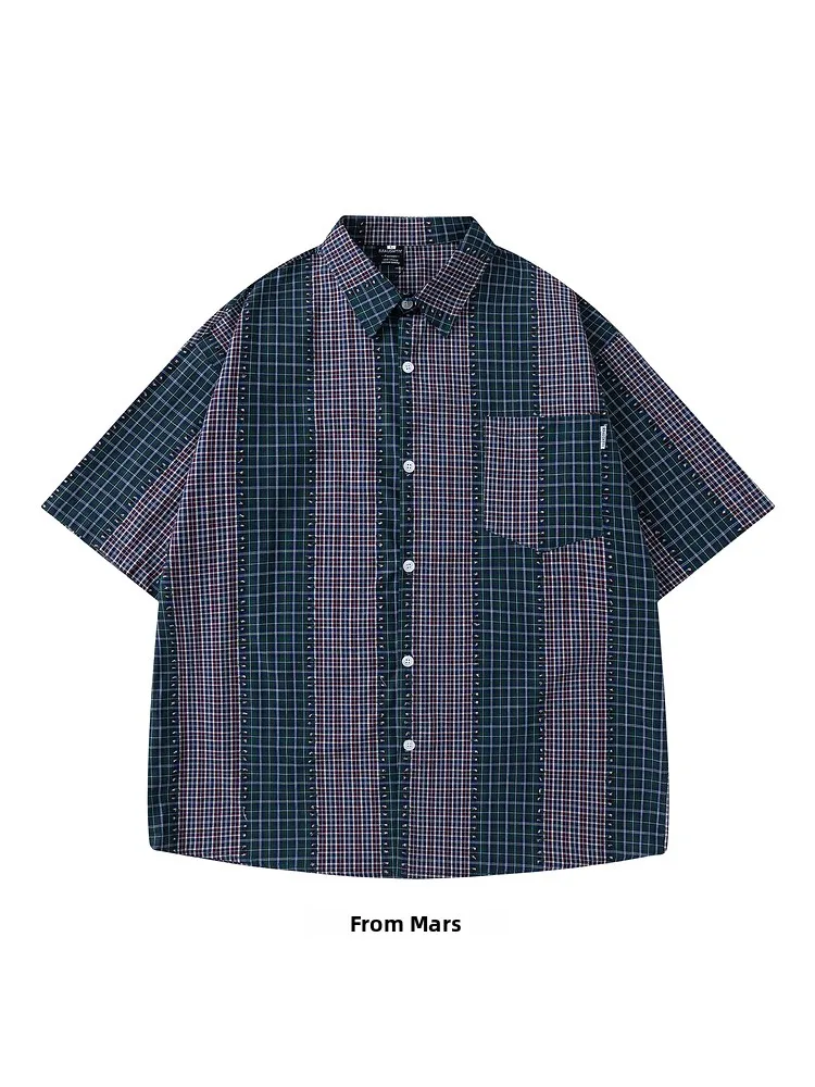 Loose ort Sve irt from Retro Patchwork Street Sle Summer Menswear Womenswear Che Patterned Casual irt
Loose ort Sve irt from Retro Patchwork Street Sle Summer Menswear Womenswear Che Patterned Casual irt