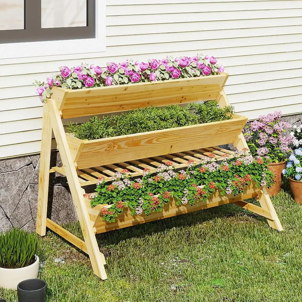 3-Tier Wooden Elevated Garden Bed with Legs, Storage Shelf, Hooks for Outdoor Vegetable and Herb Planting
3-Tier Wooden Elevated Garden Bed with Legs, Storage Shelf, Hooks for Outdoor Vegetable and Herb Planting
