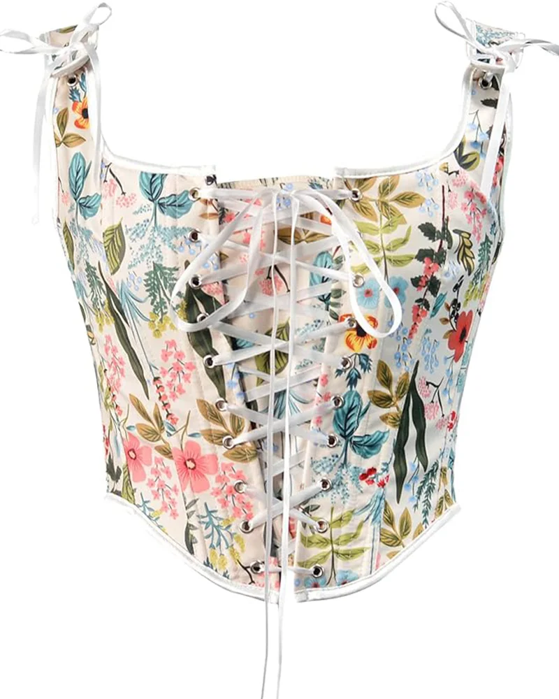 Women Vintage Floral Camisole Flower Embroidery Pattern Tight Vest Drawstring Tie-up Tank Top Suspender Corset Waist Trainer
Women Vintage Floral Camisole Flower Embroidery Pattern Tight Vest Drawstring Tie-up Tank Top Suspender Corset Waist Trainer