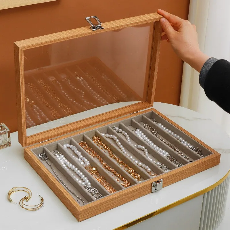 Wooden Jewelry Storage Box with Lid Dustproof Necklace Bracelet Neck Chain Display Case Transparent Jewelry Organizer Tray
Wooden Jewelry Storage Box with Lid Dustproof Necklace Bracelet Neck Chain Display Case Transparent Jewelry Organizer Tray