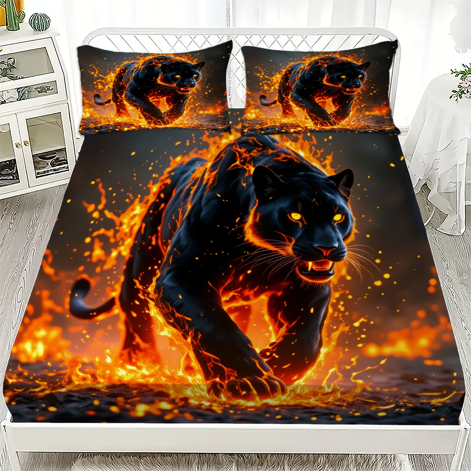 Комплект из 3-х предметов: простыня на резинке с 3D-принтом «Пантера: Огонь», черная пантера, простая в уходе, прочная, с наволочками, для декора спальни
Комплект из 3-х предметов: простыня на резинке с 3D-принтом «Пантера: Огонь», черная пантера, простая в уходе, прочная, с наволочками, для декора спальни