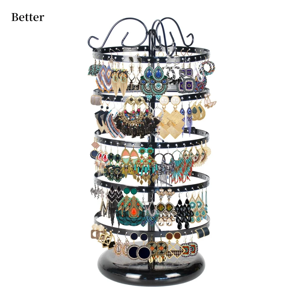 5 Tiers 360° Rotating Earring Holder Organizer, 220 Holes Metal Necklace Bracelet Jewelry Display Rack Stand Tower
5 Tiers 360° Rotating Earring Holder Organizer, 220 Holes Metal Necklace Bracelet Jewelry Display Rack Stand Tower