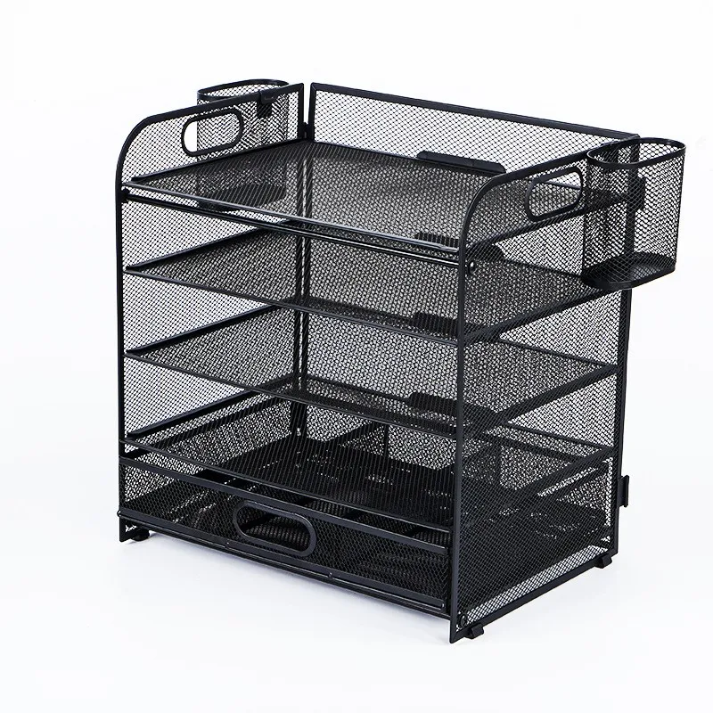High-Capacity Metal Desktop File Storage Rack Drawer Style Office Desk File Frame Load-Bearing Fifth Floor File Shelf