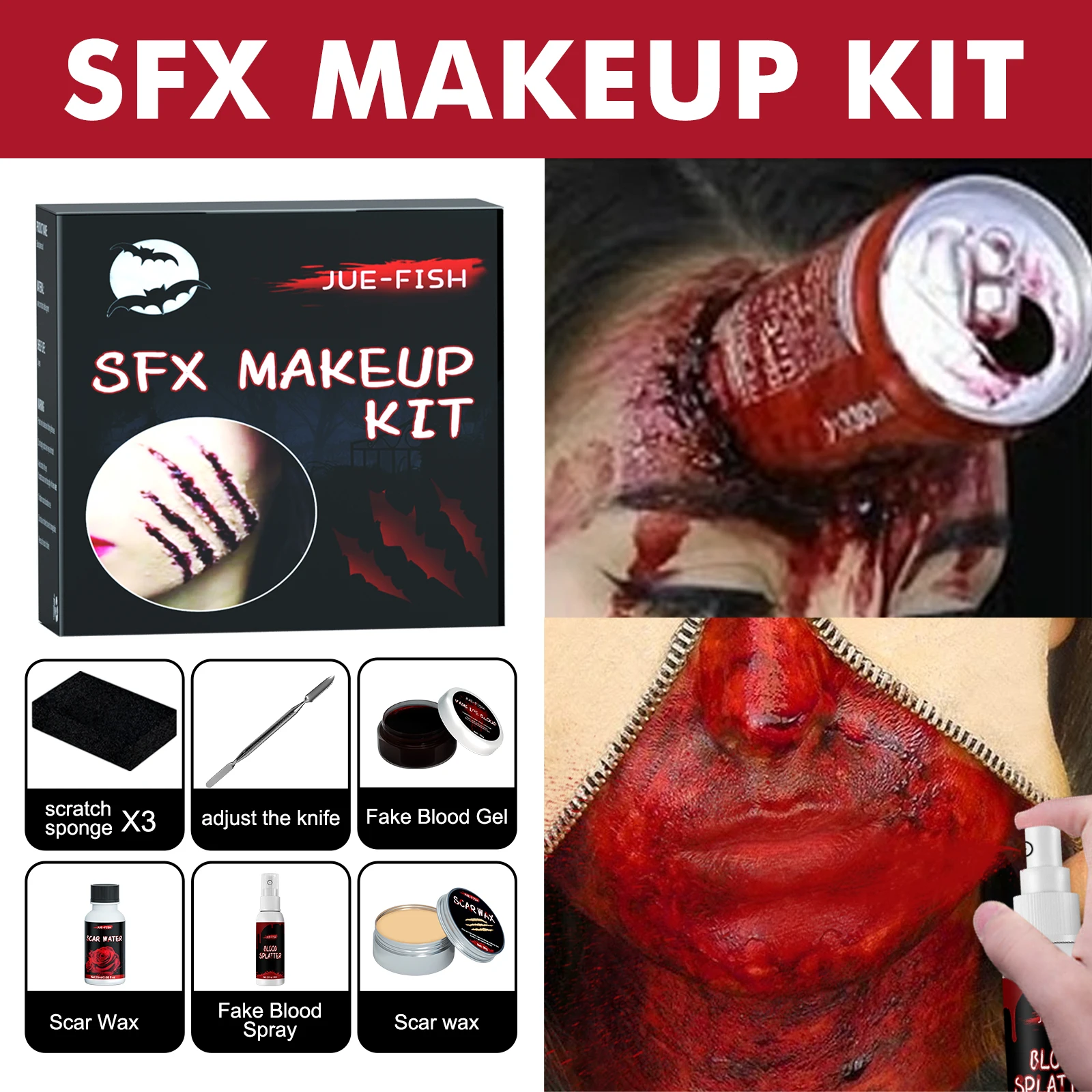 Jue-Fish Halloween Makeup Bag Simulation Plasma Skin Wax Shaping Scar Water Wound Makeup Halloween Makeup Bag
Jue-Fish Halloween Makeup Bag Simulation Plasma Skin Wax Shaping Scar Water Wound Makeup Halloween Makeup Bag