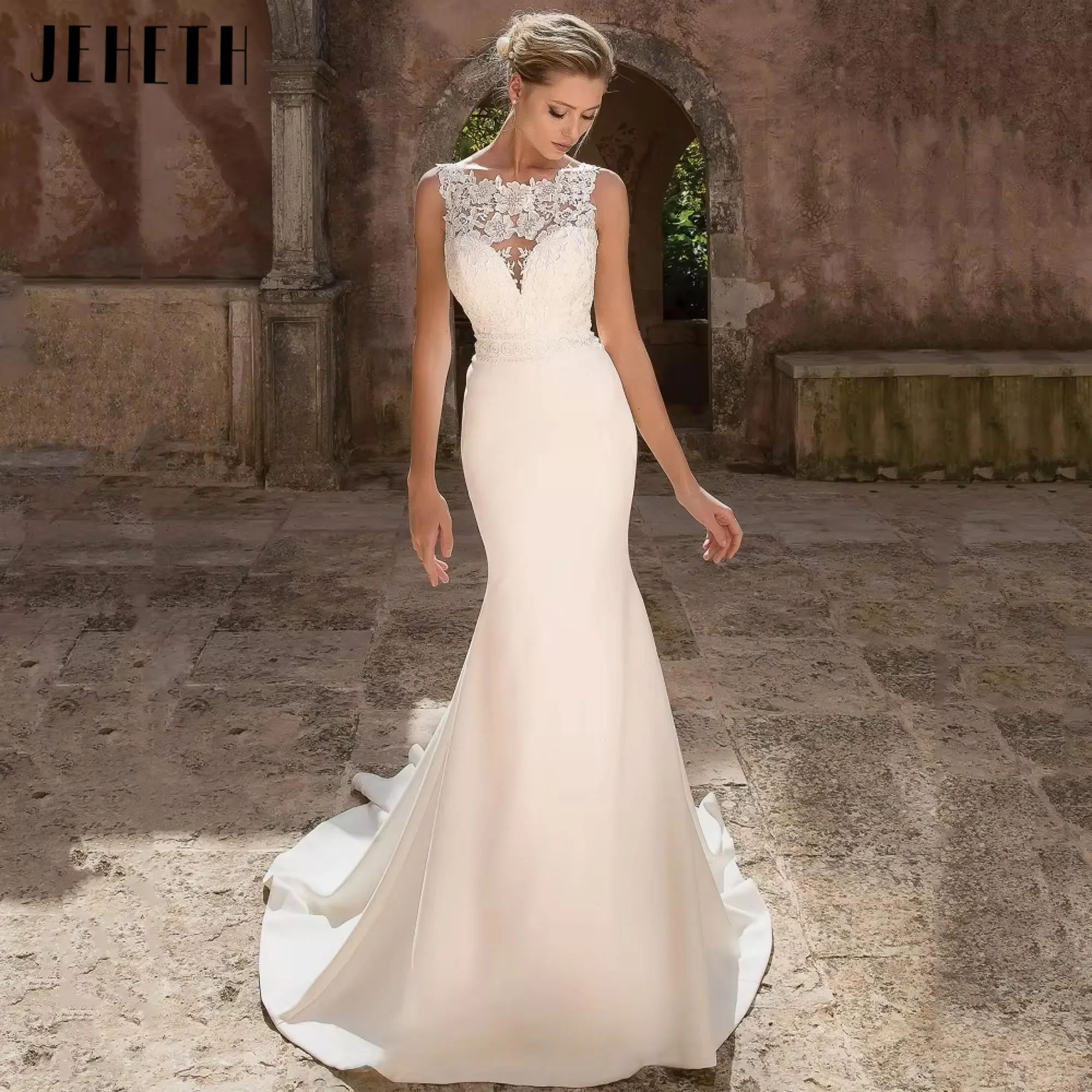 JETETH Lace Boho Wedding Dresses Mermaid Bride Dress Back Button Tank Applique Bridal Gown Vintage Vestido De Novia Customized
JETETH Lace Boho Wedding Dresses Mermaid Bride Dress Back Button Tank Applique Bridal Gown Vintage Vestido De Novia Customized