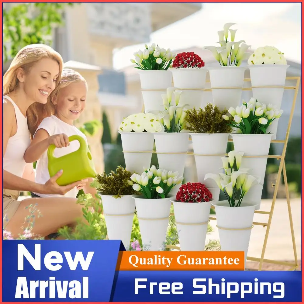 Набор из 12 конических подставок для цветов из белого пластика, большой емкости, для балкона и сада
Набор из 12 конических подставок для цветов из белого пластика, большой емкости, для балкона и сада