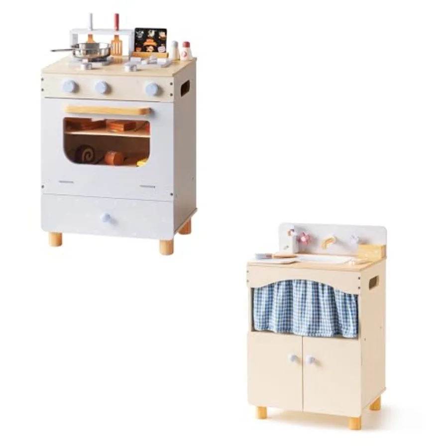 ' play kitchen set for pretend cooking: wooden construction, natural wood color, interactive stove, sink, faucet, baking drawer
' play kitchen set for pretend cooking: wooden construction, natural wood color, interactive stove, sink, faucet, baking drawer
