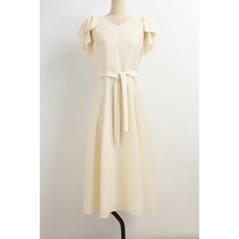 Elegant V-neck A-line Dress with Waist-cinching Tie Summer New Style Brand Women's Clothing Awei Dress for Daily And Work Wear
Elegant V-neck A-line Dress with Waist-cinching Tie Summer New Style Brand Women's Clothing Awei Dress for Daily And Work Wear