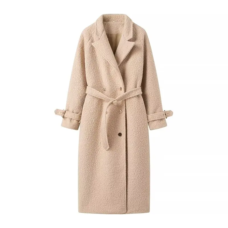 Plus Size Women Clothing Woolen Coat Autumn Winter Off-White Long-Sleeved Windbreaker Curly Wool Coat With Belt For Busty Lady
Plus Size Women Clothing Woolen Coat Autumn Winter Off-White Long-Sleeved Windbreaker Curly Wool Coat With Belt For Busty Lady