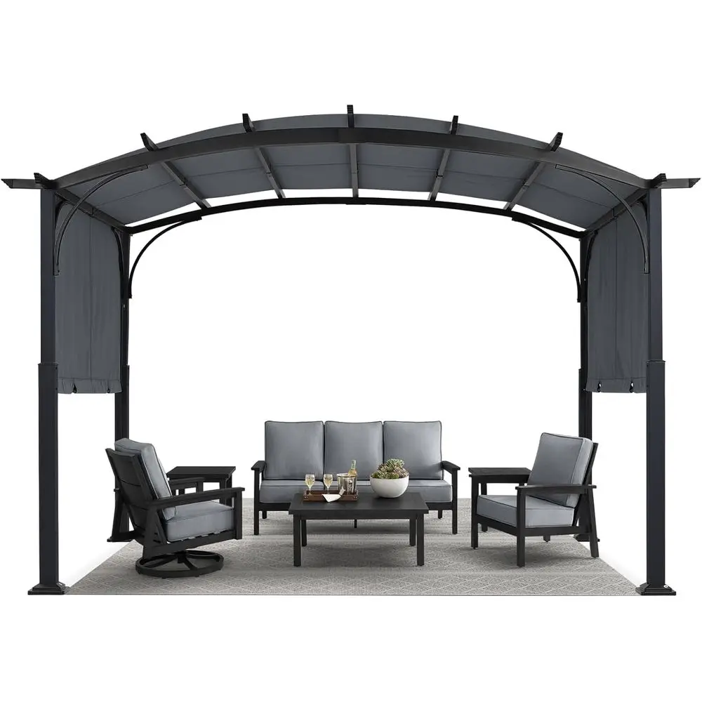 12ft Outdoor Retractable Pergola with Sunshade for Patio, Grey Metal Garden Structure
12ft Outdoor Retractable Pergola with Sunshade for Patio, Grey Metal Garden Structure