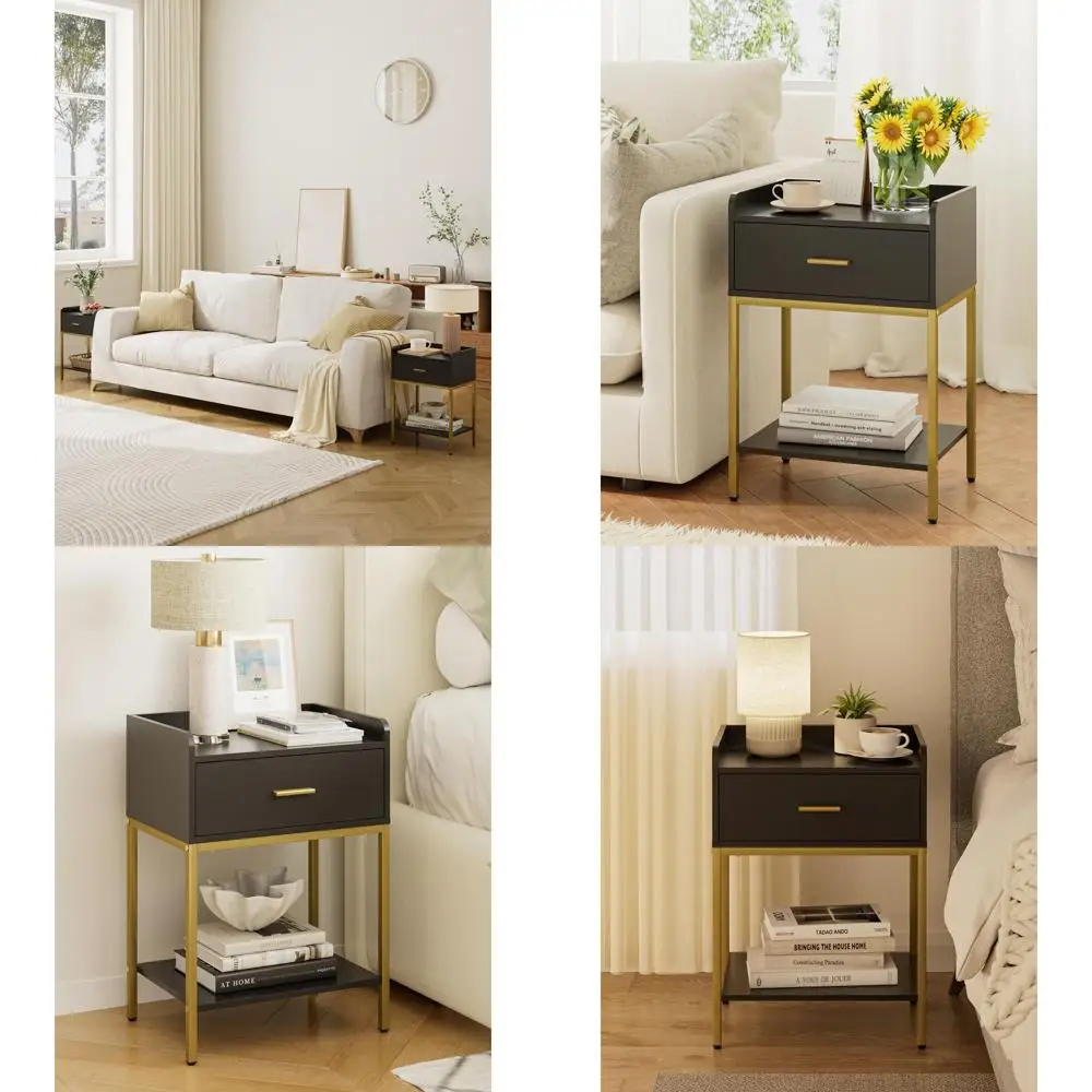 Современная 3-ярусная прикроватная тумбочка с ящиком для хранения и полкой, компактный приставной столик для спальни или гостиной, черный
Современная 3-ярусная прикроватная тумбочка с ящиком для хранения и полкой, компактный приставной столик для спальни или гостиной, черный