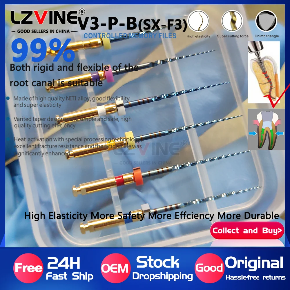 Dental Root Canal File Heat-Activated Rotary Nitinol Tooth Blue Files 25mm Thermally Activated Nickel-Titanium odontologia SX-F3
Dental Root Canal File Heat-Activated Rotary Nitinol Tooth Blue Files 25mm Thermally Activated Nickel-Titanium odontologia SX-F3