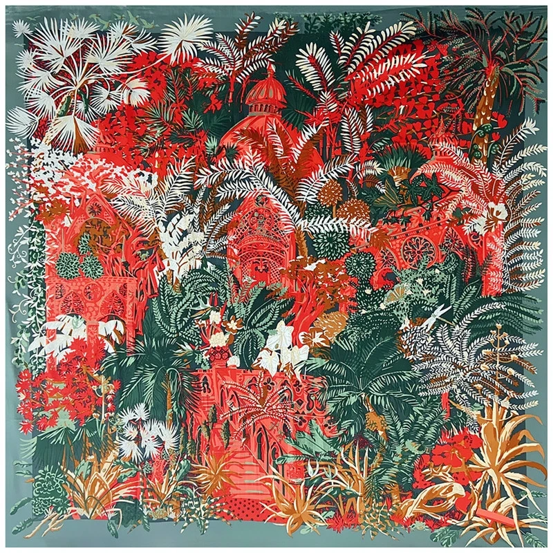 Silk Scarf Women Foreast Print Stoles Square Scarves Wraps Large Bandana Kerchief Big Hijabs Female Silk Foulards 130CM
Silk Scarf Women Foreast Print Stoles Square Scarves Wraps Large Bandana Kerchief Big Hijabs Female Silk Foulards 130CM