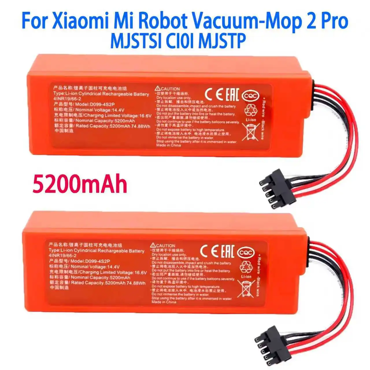 Прочный аккумулятор 14.4V 5200mAh D099-4S2P для робота-пылесоса Xiaomi Mi Robot Vacuum-Mop 2 Pro, Vacuum-Mop 2, MJSTS1, C101, MJSTP, 74.88W
Прочный аккумулятор 14.4V 5200mAh D099-4S2P для робота-пылесоса Xiaomi Mi Robot Vacuum-Mop 2 Pro, Vacuum-Mop 2, MJSTS1, C101, MJSTP, 74.88W