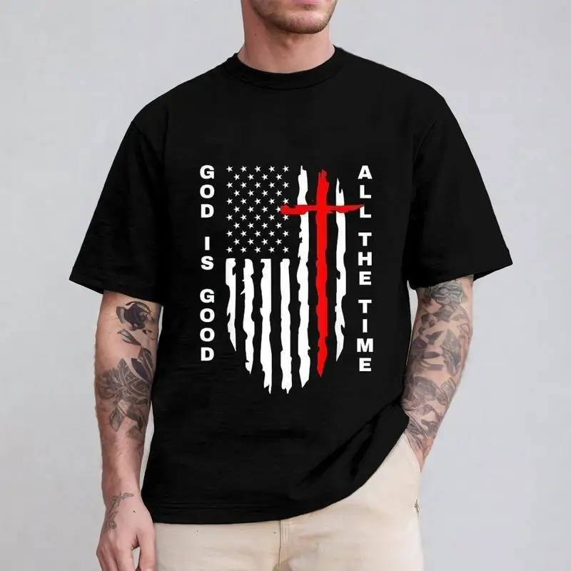 Christian T-shirt, God Is Good All The Time, Men's Women's Patriotic USA Flag Cross Tee, Jesus Faith Religious Gift
Christian T-shirt, God Is Good All The Time, Men's Women's Patriotic USA Flag Cross Tee, Jesus Faith Religious Gift