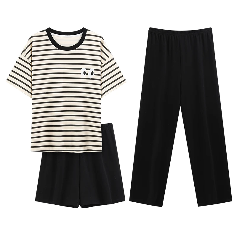 With Chest Pads Tops+Short Pants+Long Pants 3pc/set Women Cotton Pajamas Set Summer Casual Tracksuit Pyjamas Female Pijama Mujer
With Chest Pads Tops+Short Pants+Long Pants 3pc/set Women Cotton Pajamas Set Summer Casual Tracksuit Pyjamas Female Pijama Mujer