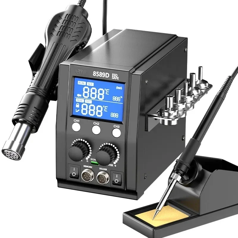 Electrical two-in-one welding table maintenance, lead-free welding pen, heat gun, digital display temperature regulation
Electrical two-in-one welding table maintenance, lead-free welding pen, heat gun, digital display temperature regulation