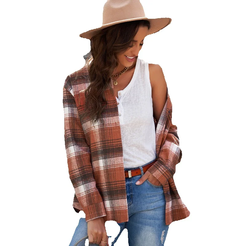 Shi Ying Pocket Plaid Long Sleeve Shirt Women's Loose Versatile Cardigan 2552109
Shi Ying Pocket Plaid Long Sleeve Shirt Women's Loose Versatile Cardigan 2552109