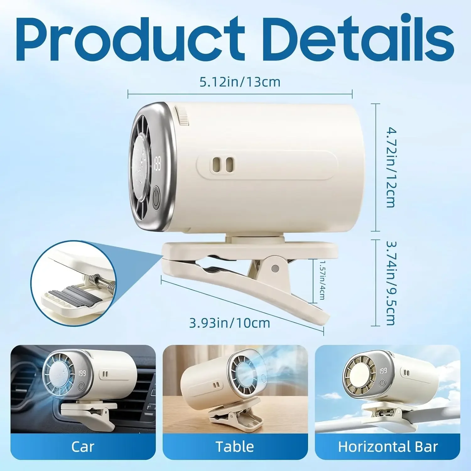 Portable Fan Car Interior Clip LED Display Backseat Fan USB Rechargeable Powerful Cooling Ultra Mini Fans
Portable Fan Car Interior Clip LED Display Backseat Fan USB Rechargeable Powerful Cooling Ultra Mini Fans