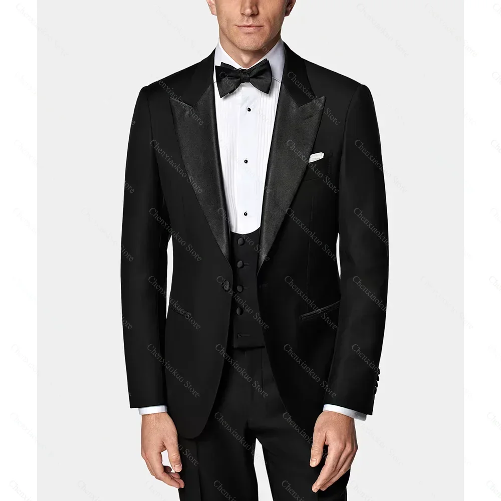 Fashion Black Men Suits Slim High-end Peak Lapel One Button Tuxedo Prom Party 3 Piece Groom Wedding Suit (Blazer+Vest+Pants)
Fashion Black Men Suits Slim High-end Peak Lapel One Button Tuxedo Prom Party 3 Piece Groom Wedding Suit (Blazer+Vest+Pants)