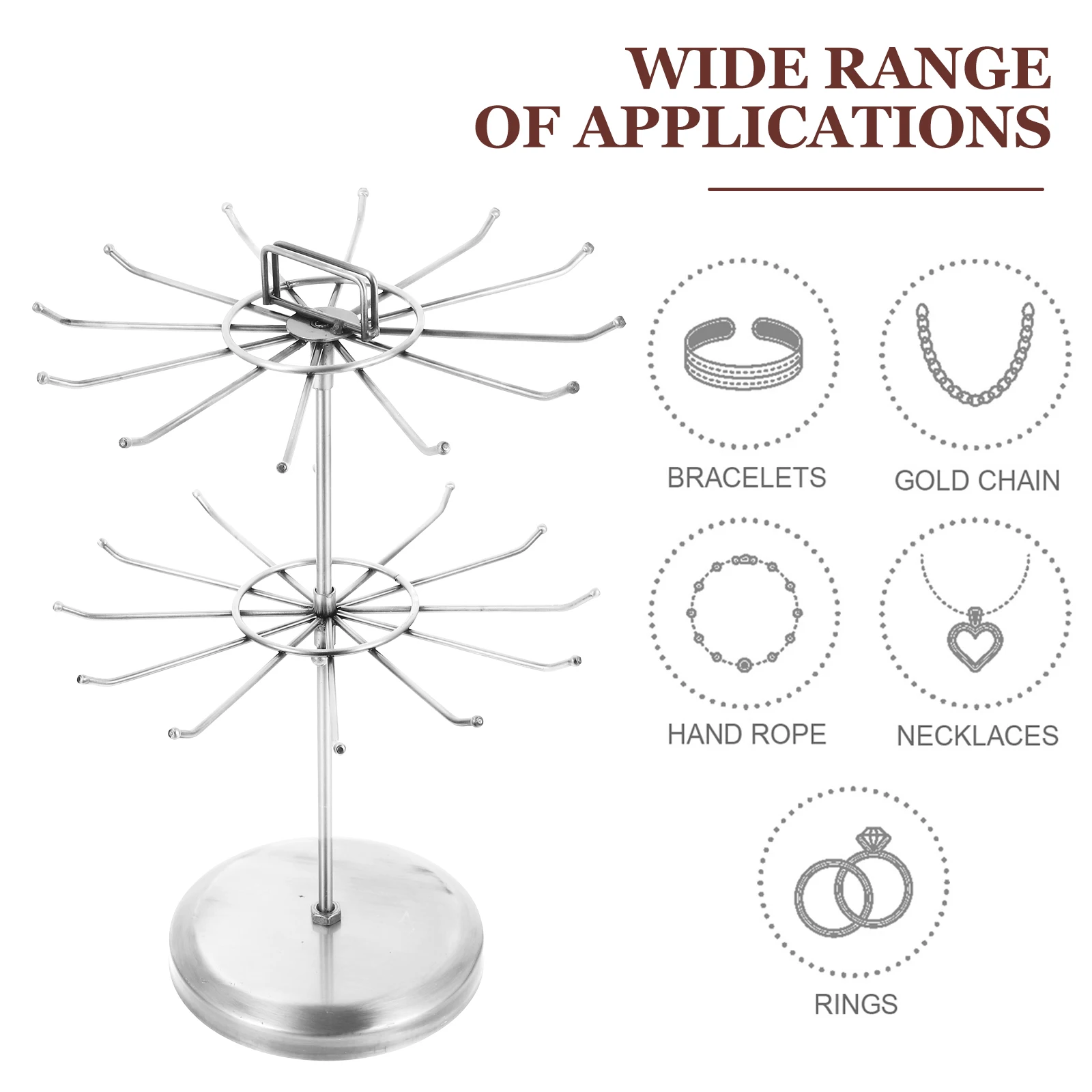 Retro Iron Jewelry Rack Double Layer Rotatable Necklace Bracelet Earrings Display Silver Holder Storage Solution
Retro Iron Jewelry Rack Double Layer Rotatable Necklace Bracelet Earrings Display Silver Holder Storage Solution