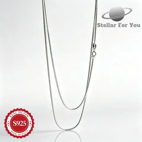 Handmade S925 sterling silver round snake bone chain, unisex minimalist versatile style, perfect for Valentine's Day, parties, banquets, birthdays, and holidays as a gift for her/him, packaged in a gift box, buy three get one free.