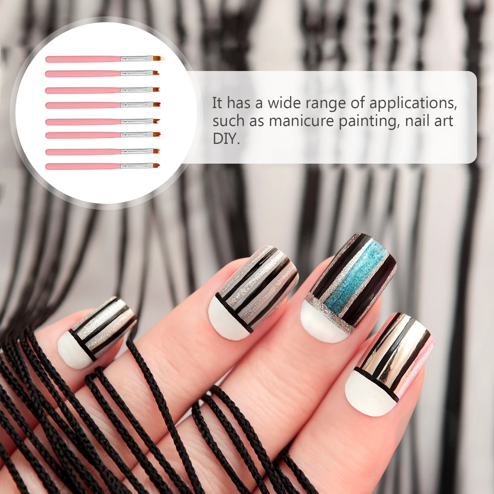 8 Pcs Nail Art Brushes Set Long Handle Sturdy Nylon Material Essential DIY Tool French Tips Patterns Manicure Pen UV Light Nail
8 Pcs Nail Art Brushes Set Long Handle Sturdy Nylon Material Essential DIY Tool French Tips Patterns Manicure Pen UV Light Nail