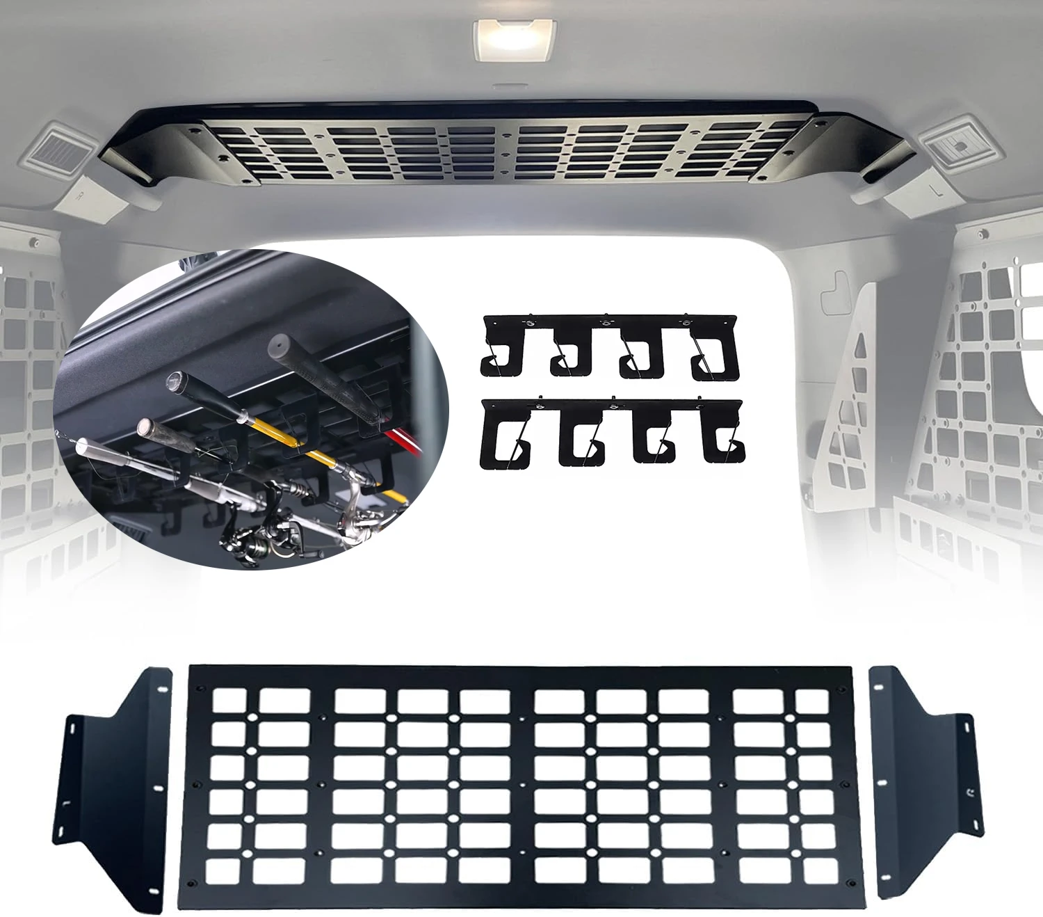 Roof Molle Panel Trunk Organizer Shelf & Fishing Rod Fixed Bracket Fit for Toyota Land Cruiser Prado J250 LC250 2024 2025
Roof Molle Panel Trunk Organizer Shelf & Fishing Rod Fixed Bracket Fit for Toyota Land Cruiser Prado J250 LC250 2024 2025