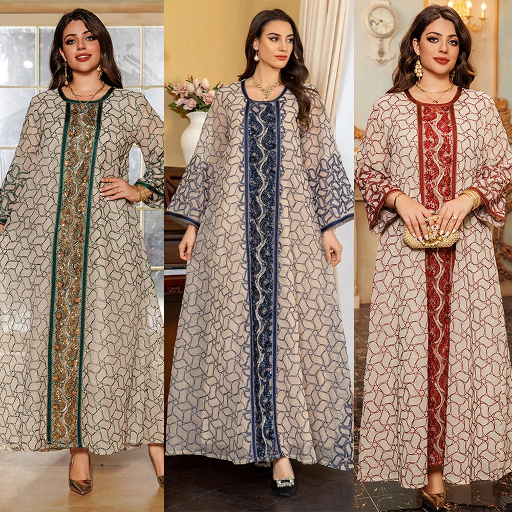 Red Luxury Islamic Dresses Muslim Women Clothing Ramadan Dress Sequin Embroidered Abaya Evening Party Long Dresses With Sleeves
Red Luxury Islamic Dresses Muslim Women Clothing Ramadan Dress Sequin Embroidered Abaya Evening Party Long Dresses With Sleeves