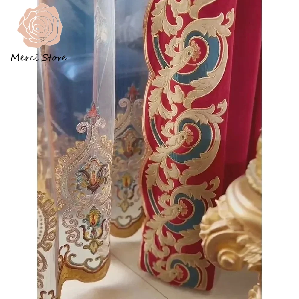 Palace Style Red Velvet Curtains for Living Room Bedroom Villa High-end Embroidery Thick Blackout Drapes Custom Size Valance
Palace Style Red Velvet Curtains for Living Room Bedroom Villa High-end Embroidery Thick Blackout Drapes Custom Size Valance