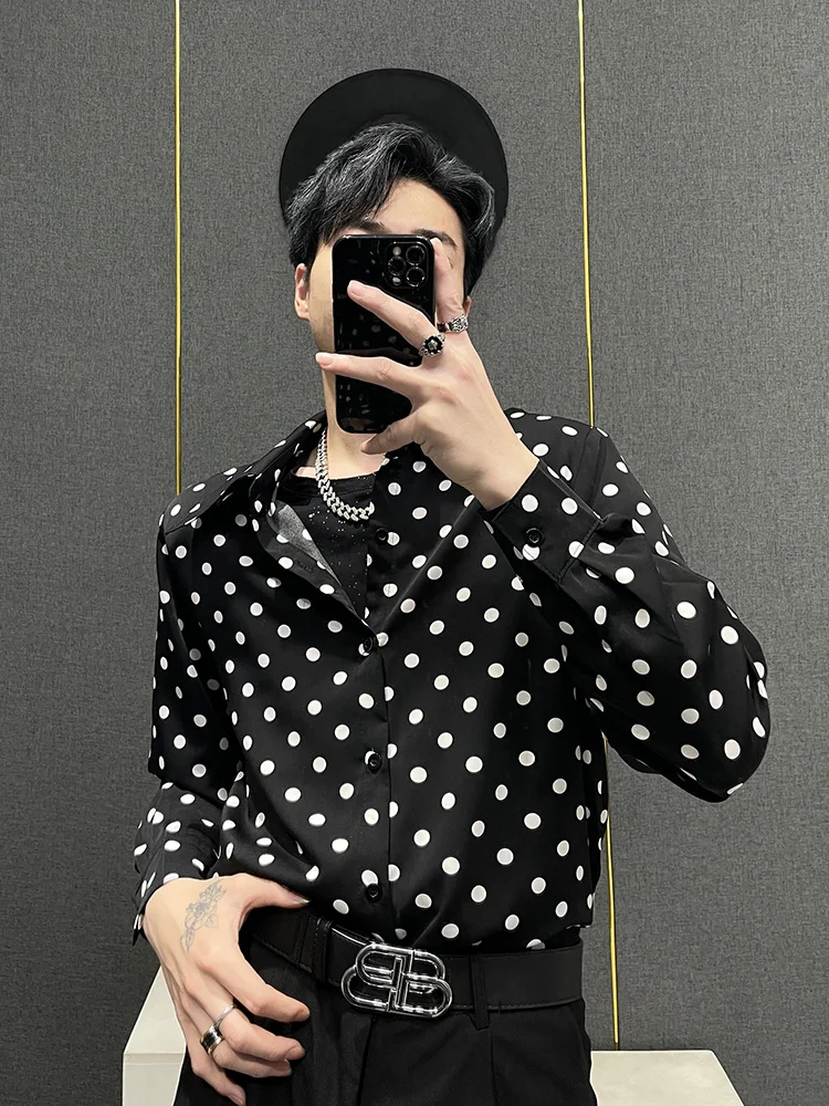 Summer 2023 Men's Long Sve Polka Dot Silk Chiffon Printed Loose oulder Pad irt Youth Faion Ice Silk arp Looking
Summer 2023 Men's Long Sve Polka Dot Silk Chiffon Printed Loose oulder Pad irt Youth Faion Ice Silk arp Looking